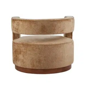 Gold Aged Velvet Armchair - Gold & Walnut