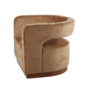 Gold Aged Velvet Armchair - Gold & Walnut