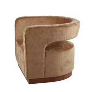 Gold Aged Velvet Armchair - Gold & Walnut
