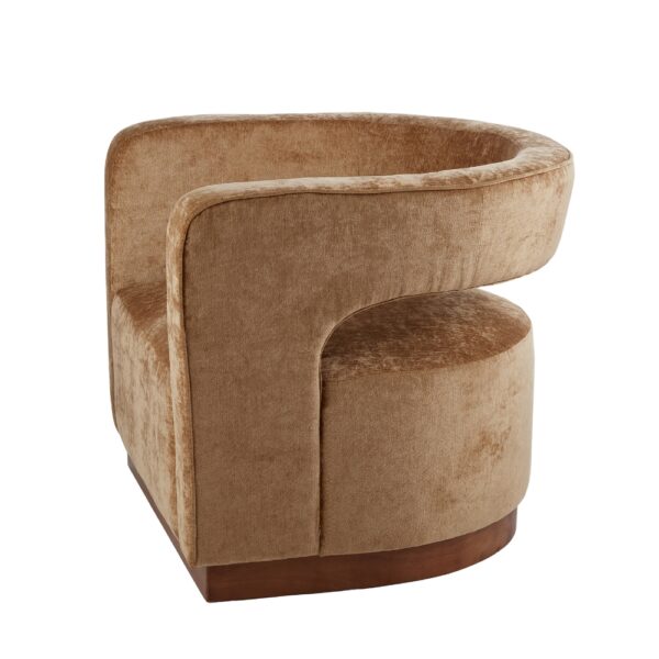 Gold Aged Velvet Armchair - Gold & Walnut