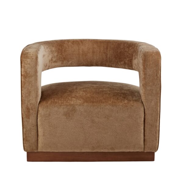 Gold Aged Velvet Armchair - Gold & Walnut