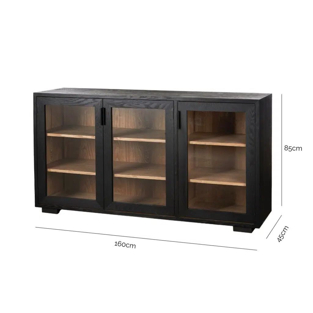 Austin Buffet Unit Black with Glass Doors