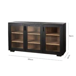 Austin Buffet Unit Black with Glass Doors