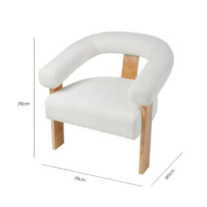 Boucle and Wood Curved Armchair