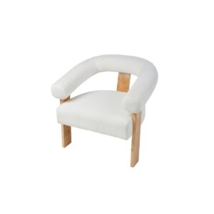 Boucle and Wood Curved Armchair