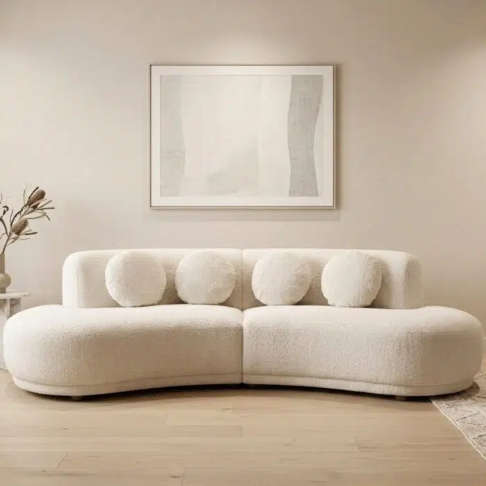 Covo 4-seater curved modular sofa in cream white for modern living rooms
