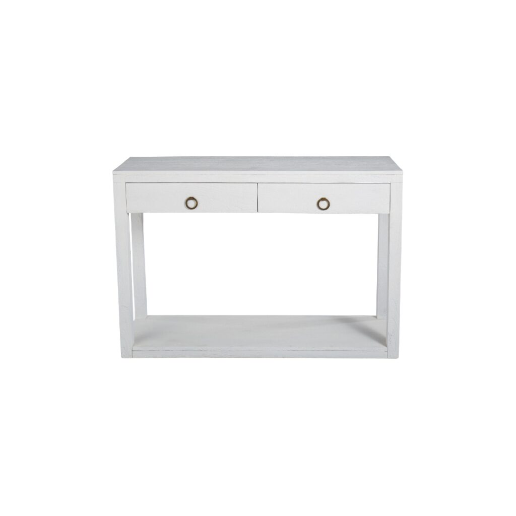 White Coastal Wood Console Table