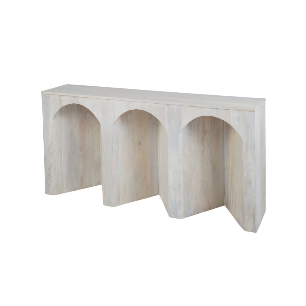 Arch Wood Console Table - White Wash