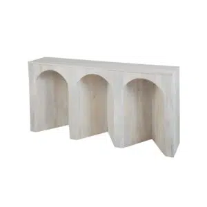 Arch Wood Console Table in white wash for hallway or living room