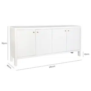 Dimensions of the Ariana Buffet - White: 180cm W x 40cm D x 83cm H