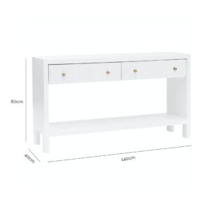 Ariana Console Table with dimensions 140cm wide, 40cm deep, and 80cm high