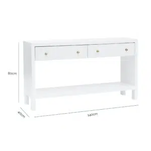 Ariana Console Table with dimensions 140cm wide, 40cm deep, and 80cm high