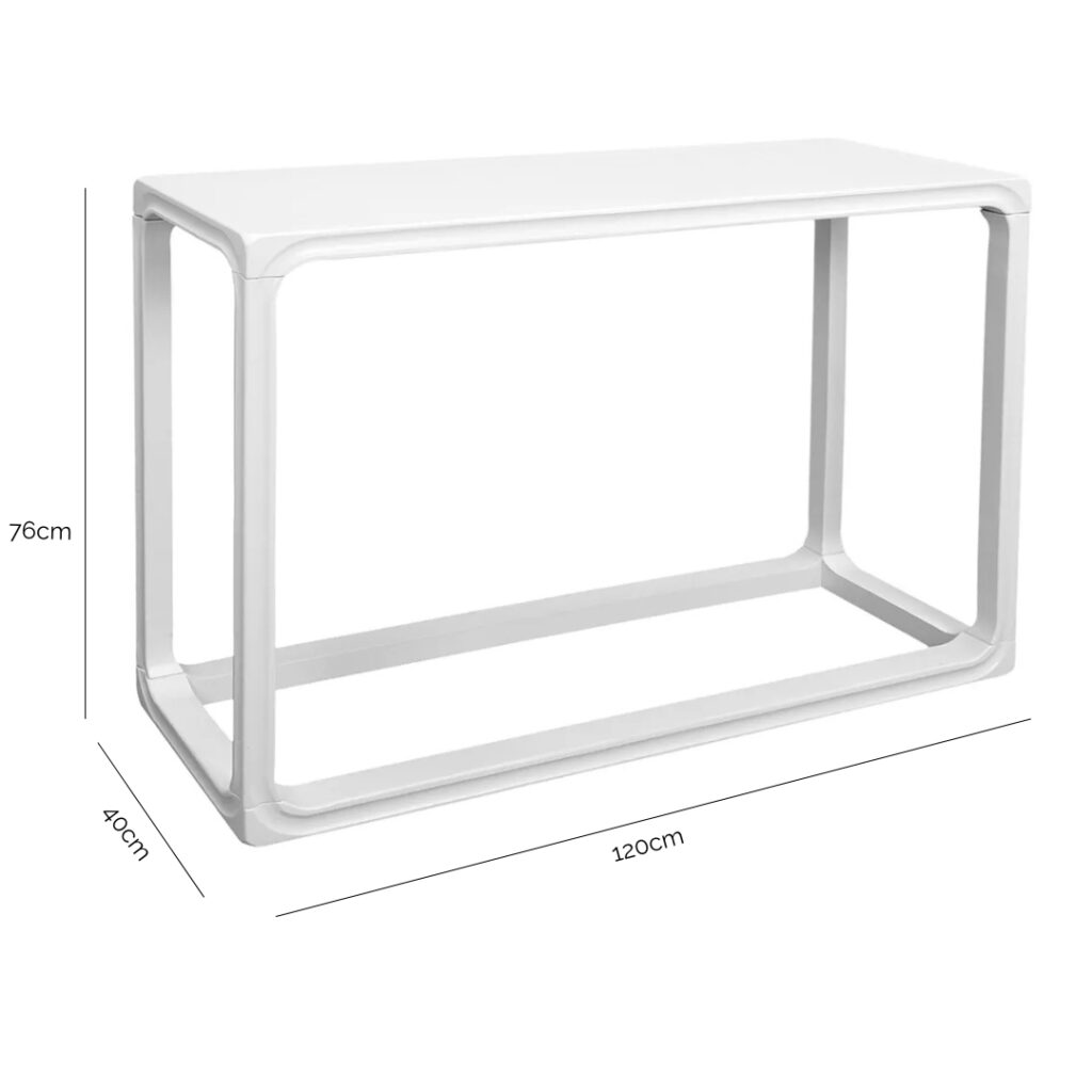 Cadie Console Table with dimensions 120cm wide, 40cm deep, and 76cm high