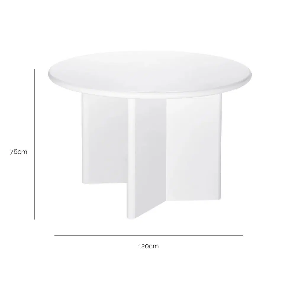 Montauk Round Dining Table – 1.2m White