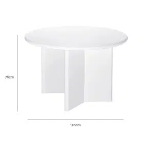 Montauk Round Dining Table – 1.2m White