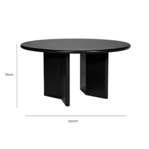 Montauk Round Dining Table – 1.5m Black