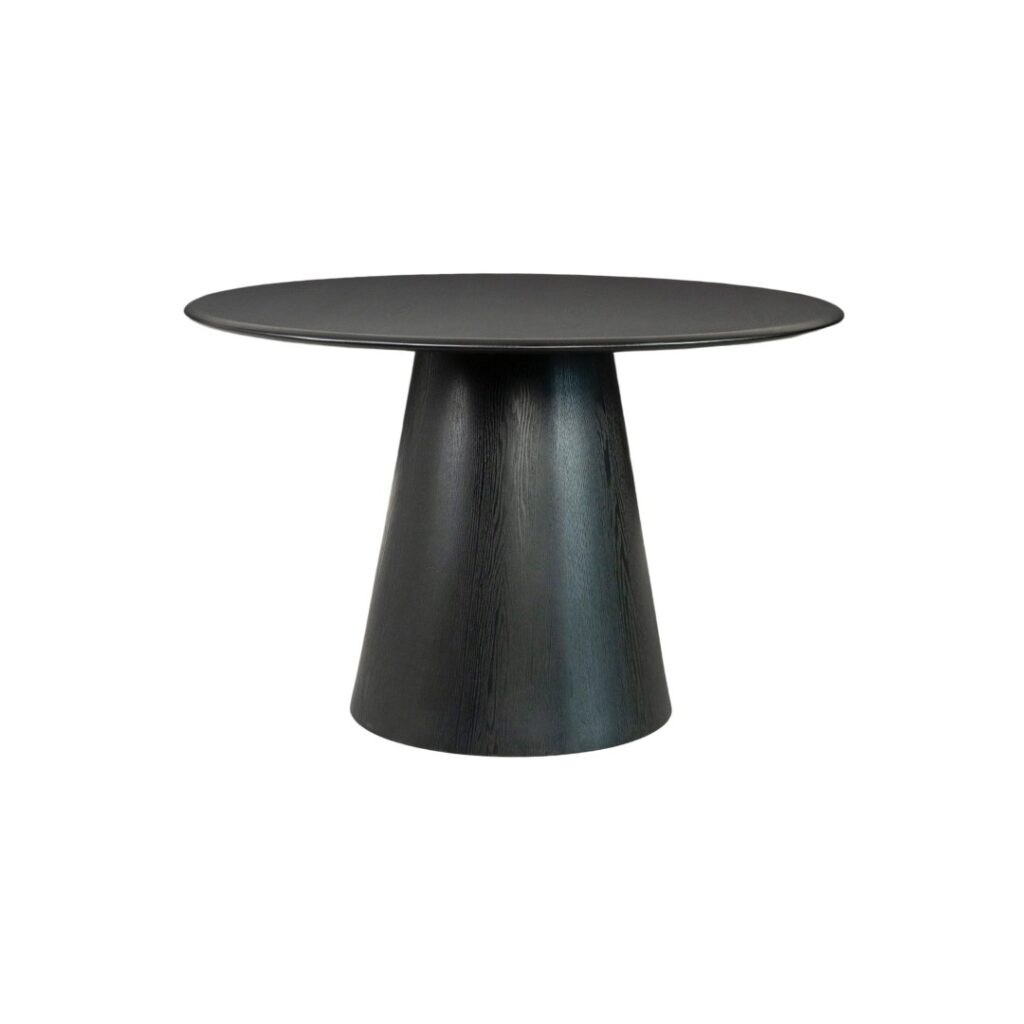 Oliver Round 120cm Dining Table Black Wood Veneer