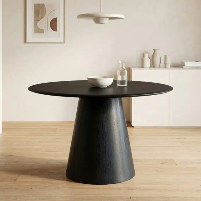 Oliver Round 120cm Black Dining Table for Small Spaces