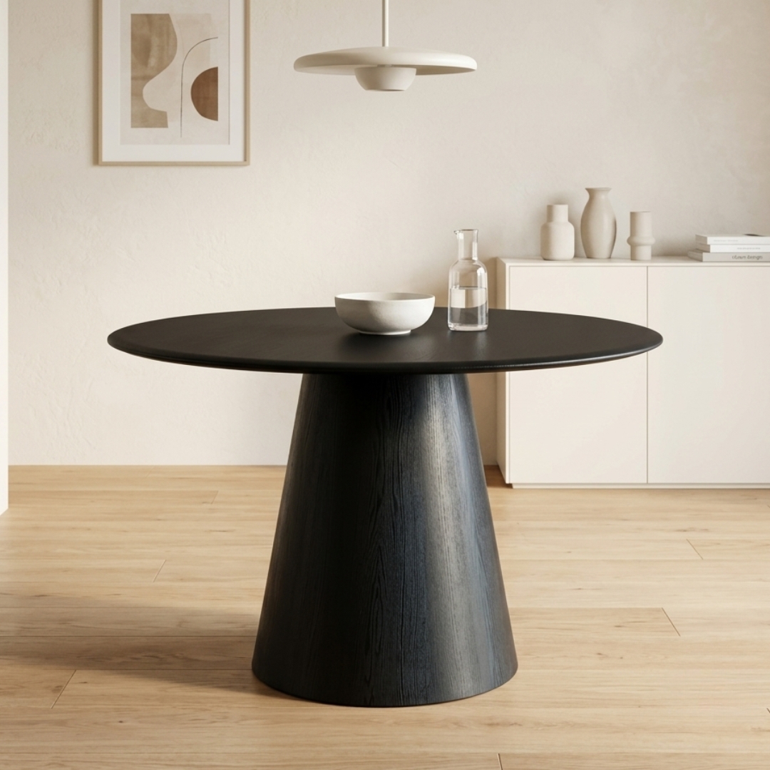 Oliver Round 120cm Dining Table – Black