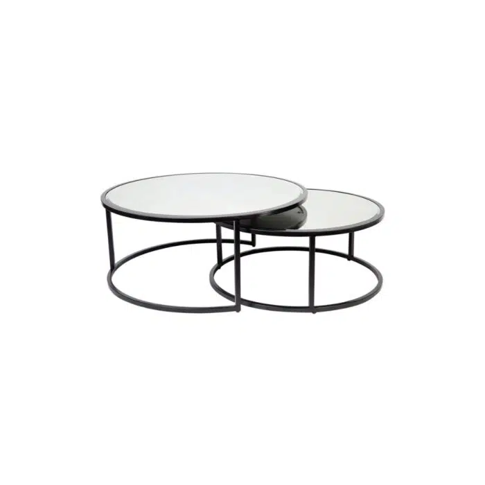 Serene Nesting Round Coffee Tables – Black, 95cm & 80cm
