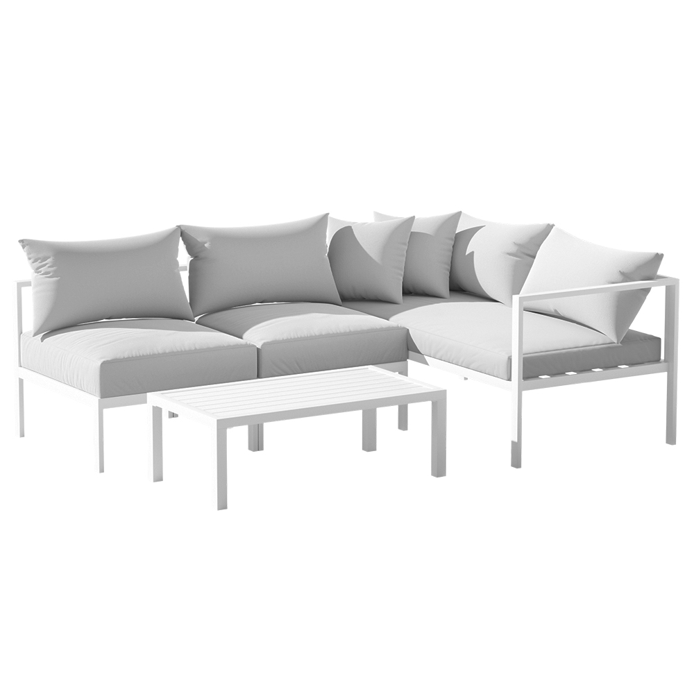 Isabel 4-Piece Outdoor Lounge Set, Aluminium, Modular, Comfortable Cushions