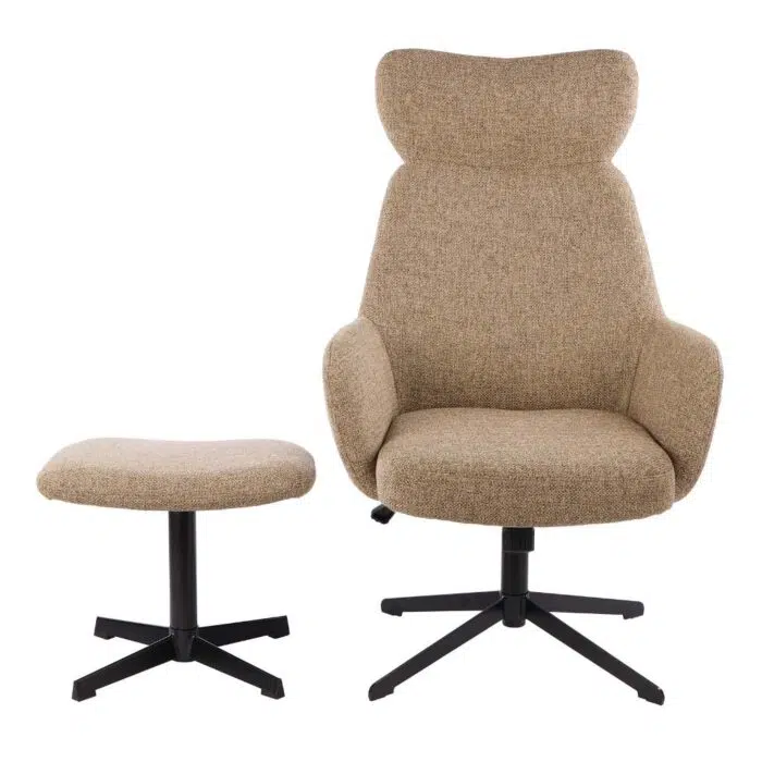 Adjustable Chair with Footrest – Taupe & Black