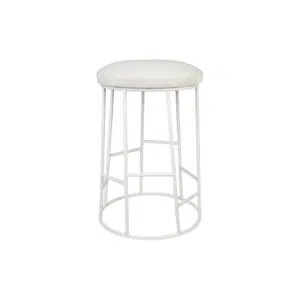 Aiden White Steel Kitchen Stool Natural Linen