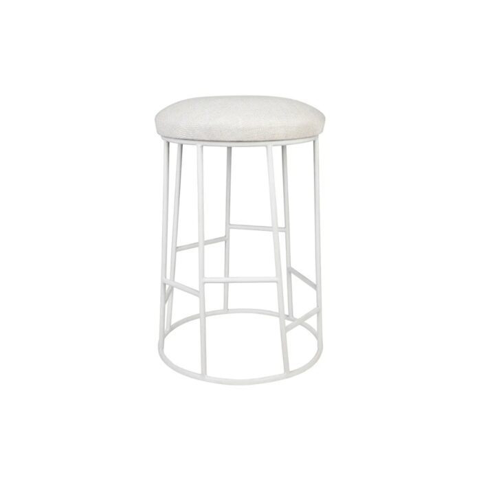 Aiden White Steel Kitchen Stool – Natural Linen
