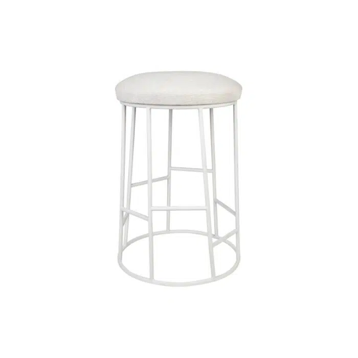 Aiden White Steel Kitchen Stool – Natural Linen