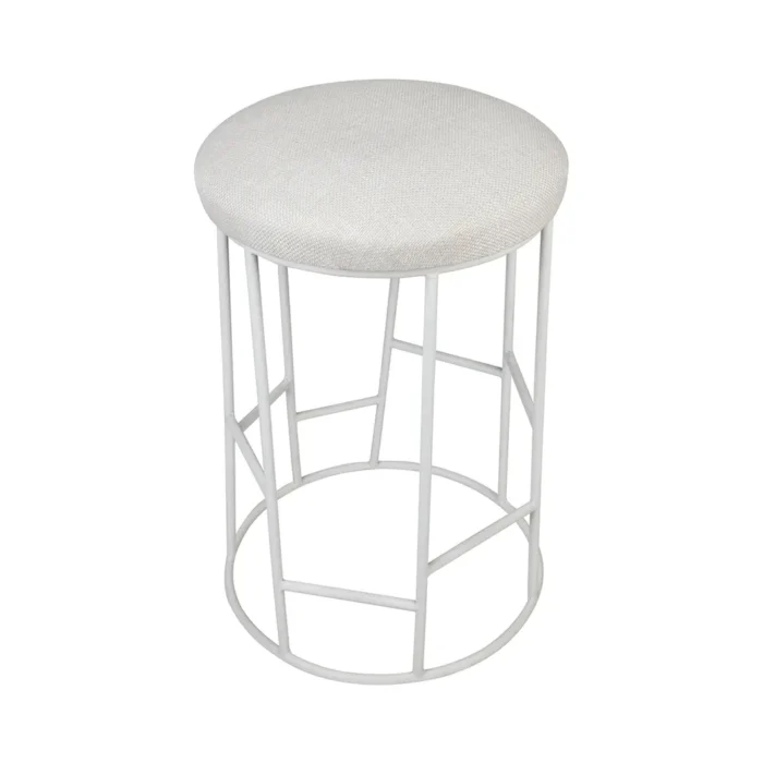 Aiden White Steel Kitchen Stool Natural Linen2