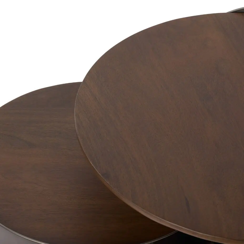 Asher Side Tables 2pcs Set Gunmetal & Walnut