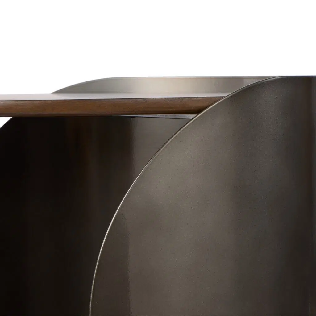 Asher Side Tables 2pcs Set Gunmetal & Walnut