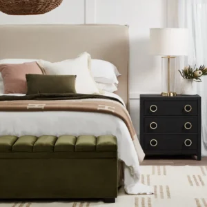 Astley Upholstered Bedside Table Charcoal Linen1