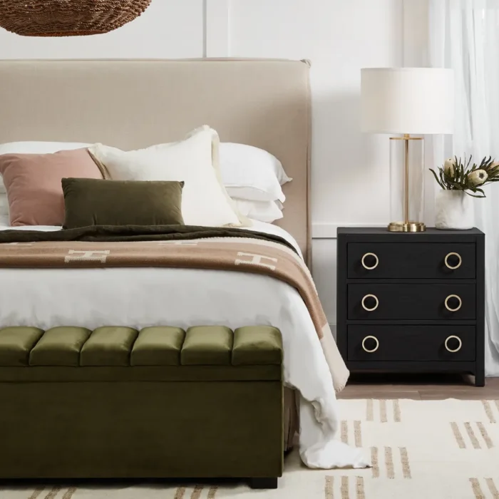 Astley Upholstered Bedside Table Charcoal Linen1