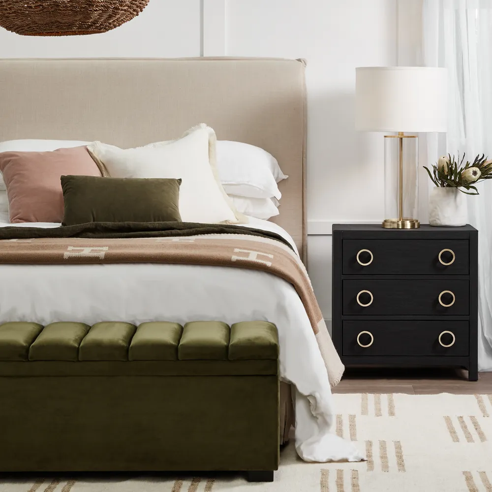 Astley Upholstered Bedside Table Charcoal Linen1