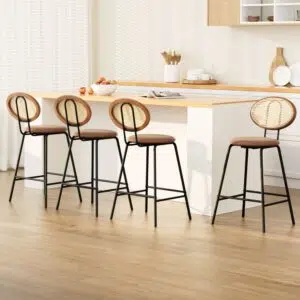Artiss Raye Bar Stool Set of 4 PU Leather Brown Classic Design Comfortable Seating