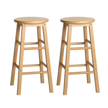 Arden Bar Stool - Round Wooden Chair Nature (Set of 2)