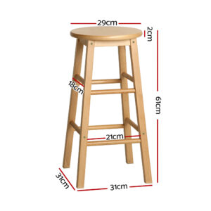 Arden Bar Stool Set, Beech Wood, Natural, 61cm
