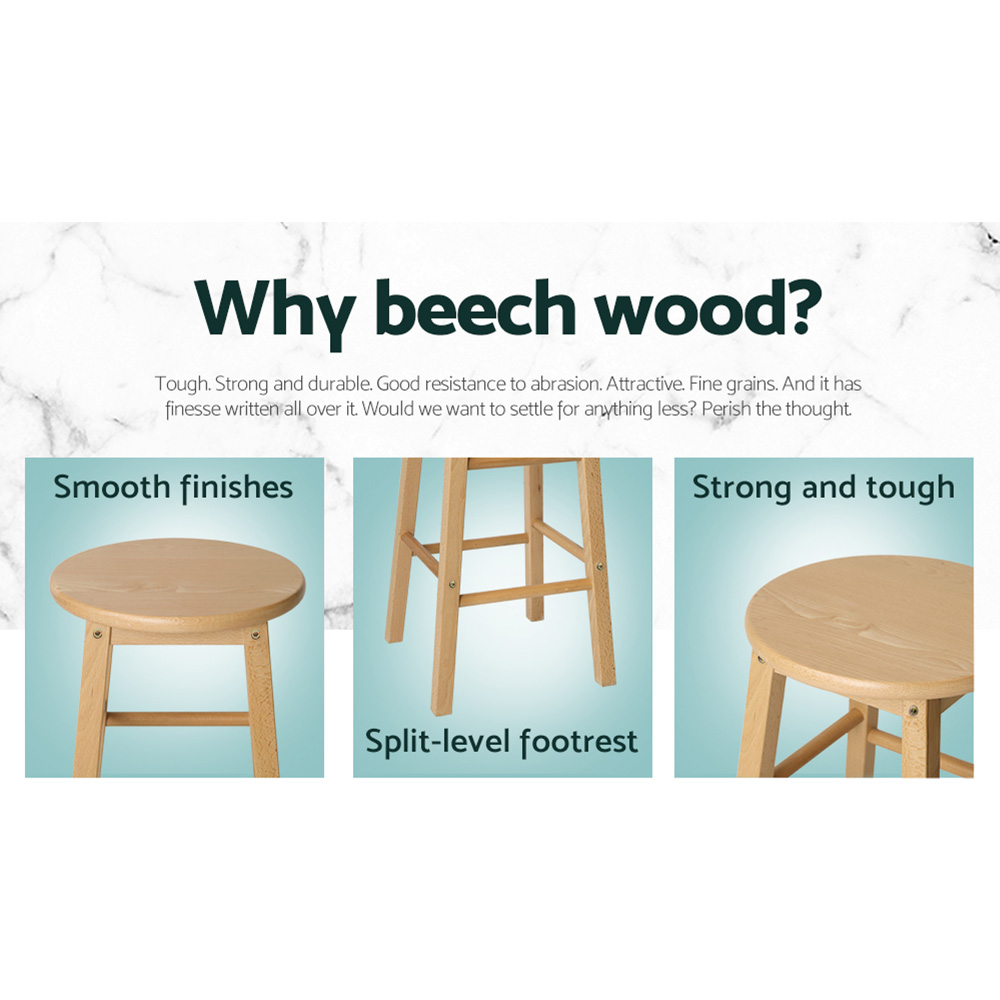 Arden Natural Wood Bar Stool Set of 2