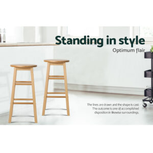Arden Bar Stool Set, Beech Wood, Natural, 61cm