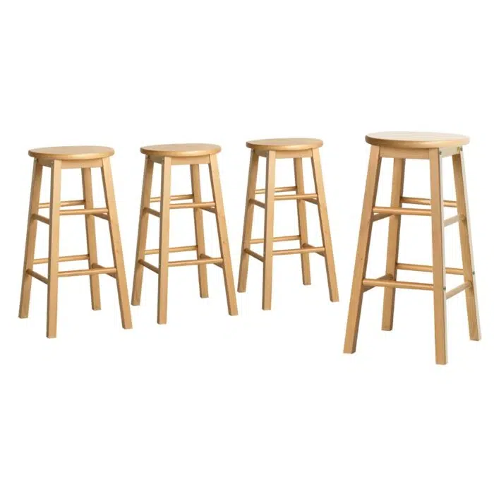 Noa Bar Stool – Round Wooden Natural (Set of 4)