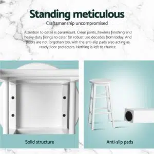 Noa Bar Stool Set of 4 White Wood Round Durable