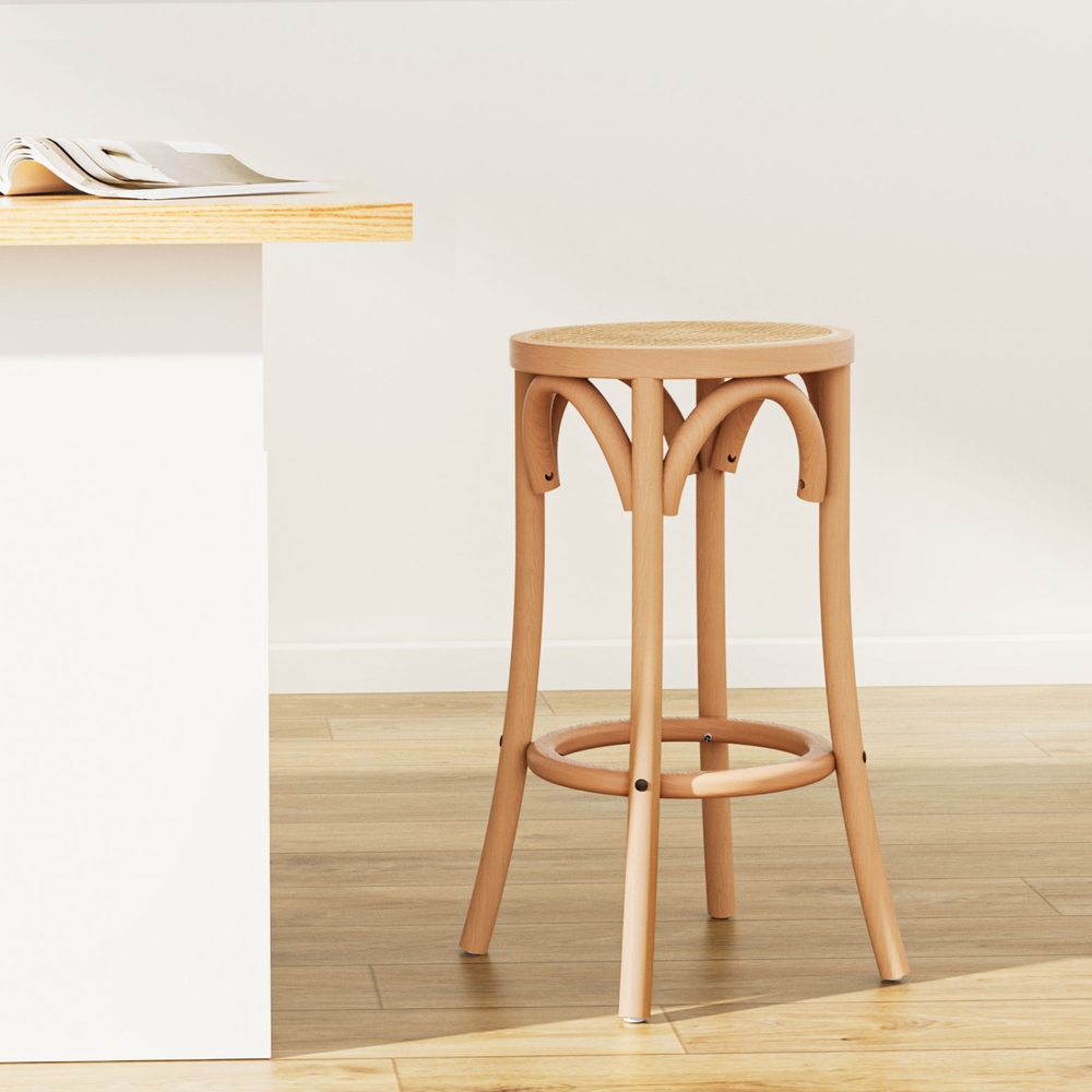 Kai Stool: Rattan Seat, Wood Frame, Durable