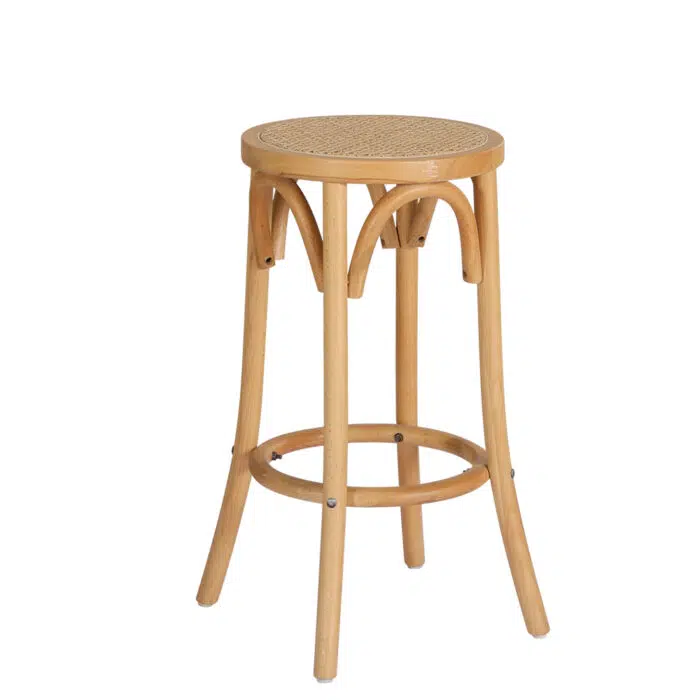 Kai Bar Stool – Rattan Seat Wooden Frame