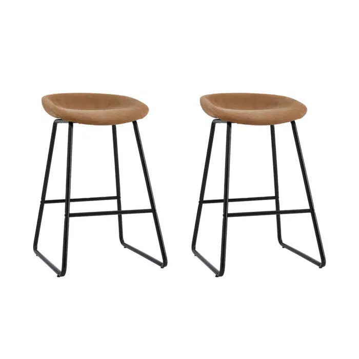 Drew Bar Stool – PU Leather & Metal (Set of 2)