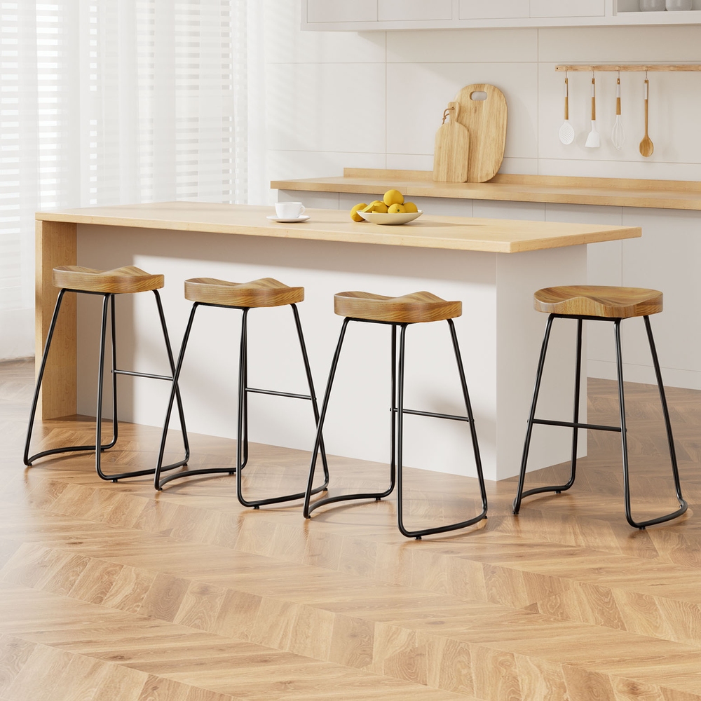 Harper Bar Stools - Wooden Tractor Seat 65cm (Set of 4)