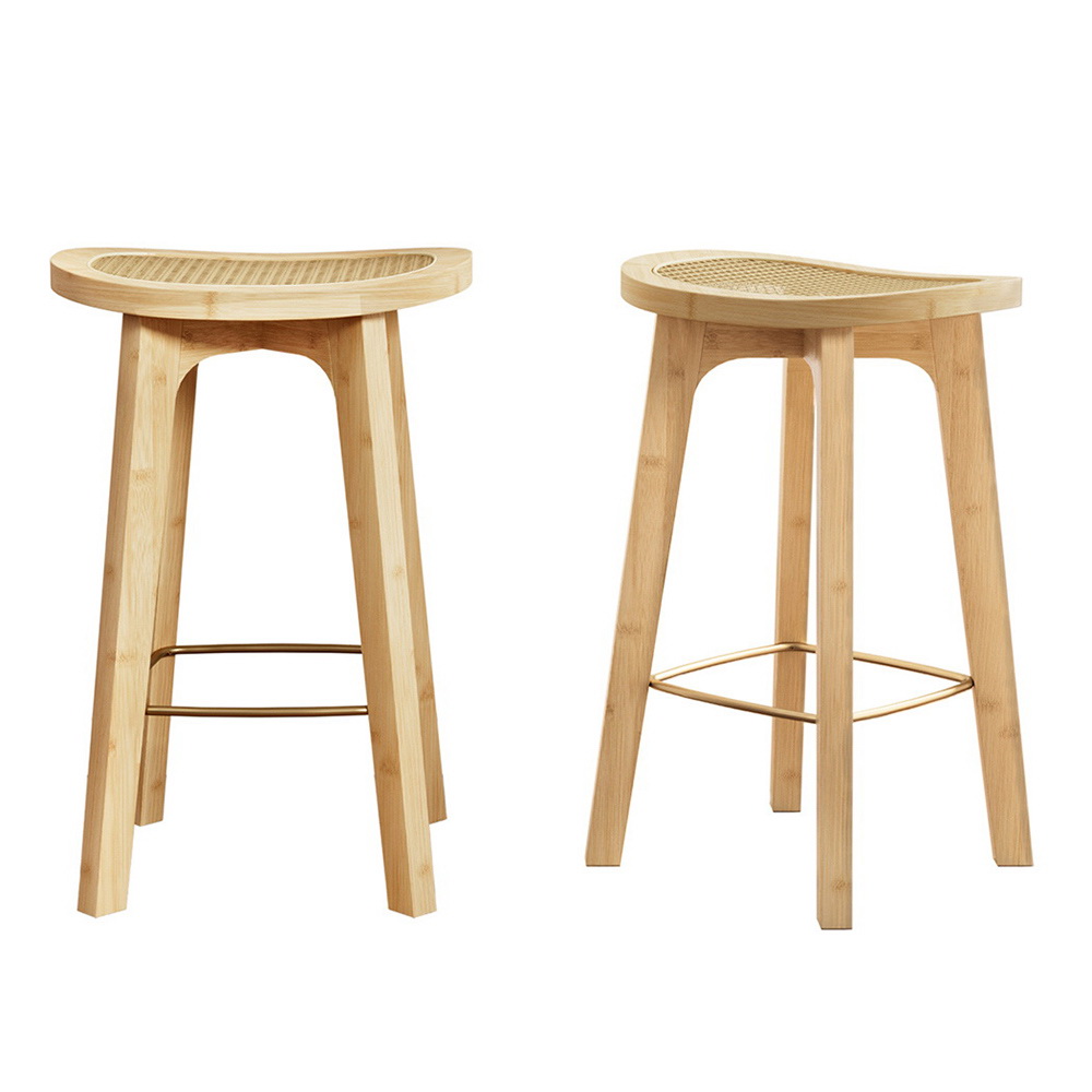 Arlo Bamboo Rattan Bar Stool Set Modern Design
