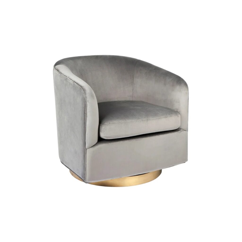 Belvedere Swivel Arm Chair Charcoal Velvet