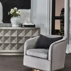Belvedere Swivel Arm Chair Charcoal Velvet1