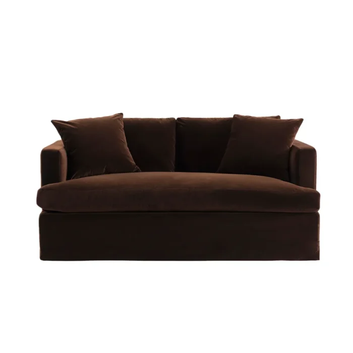 Birkshire 2 Seater Slip Cover Sofa – Dark Chocolate Velvet